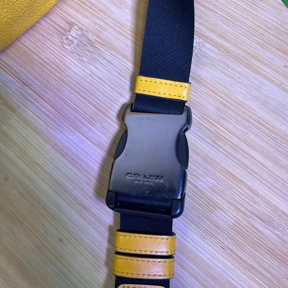 🔥 COACH PEPPLE LEATHER FANNY PACK WITH MED CORNER ZIP WALLET ORCHRE YELLOW KHAKI - Picture 3 of 11